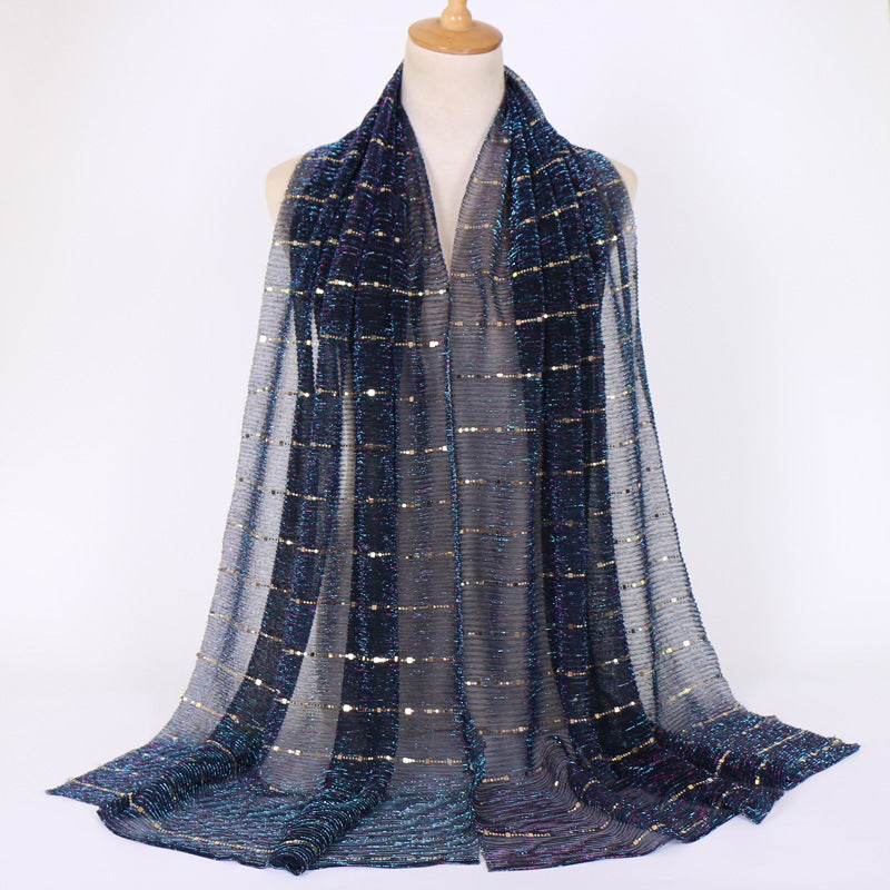New Women's Lamp Wick Silk Sequined Scarf - Sophinity