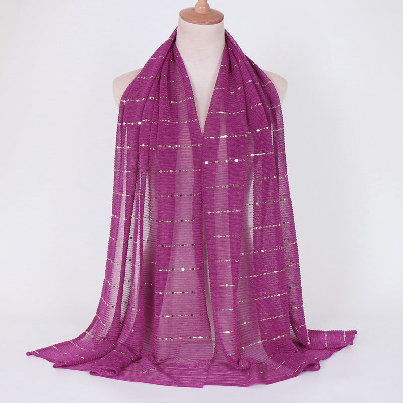 New Women's Lamp Wick Silk Sequined Scarf - Sophinity