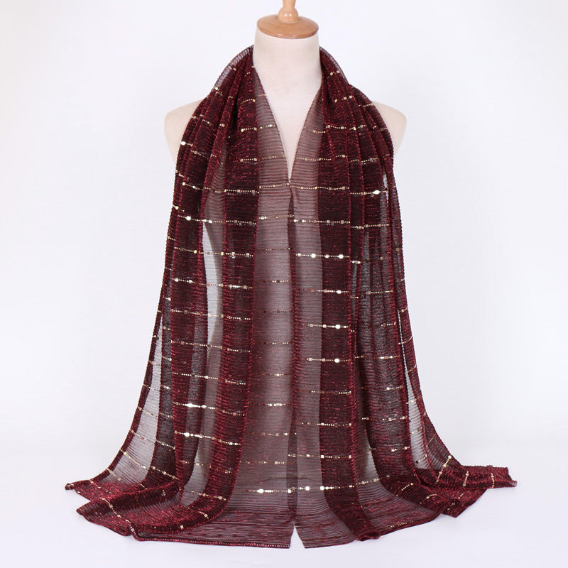 New Women's Lamp Wick Silk Sequined Scarf - Sophinity