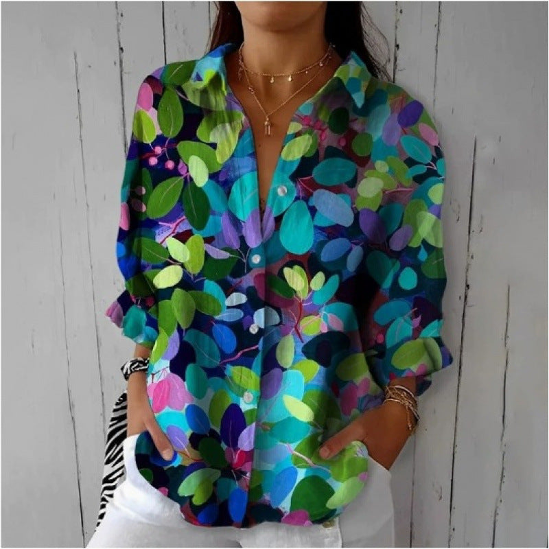Printed Autumn Leisure Loose Shirt Women's Top - Sophinity
