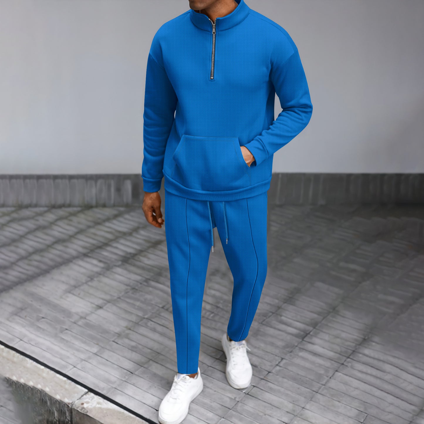 Turtleneck Half Zip Pocket Long Sleeve Sweater Trousers Casual Suit - Sophinity