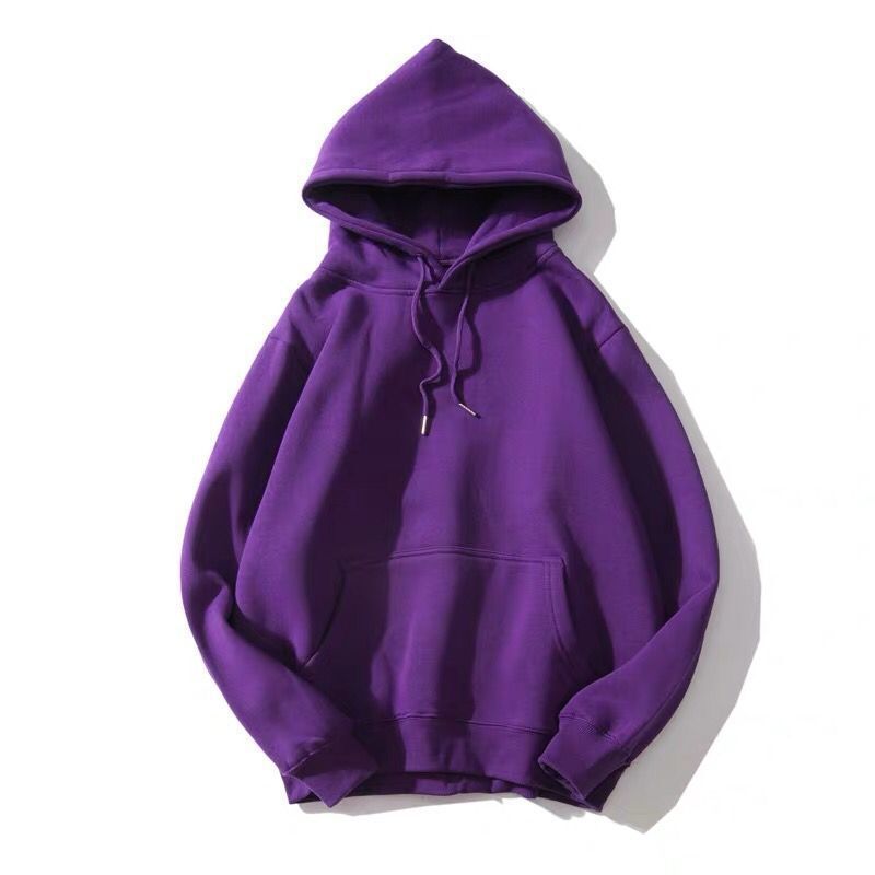 Pure color hooded plus fleece sweater Loose casual sweater - Sophinity