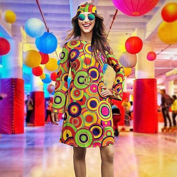 Vintage Hippie Clothing Print Women Dress - Sophinity