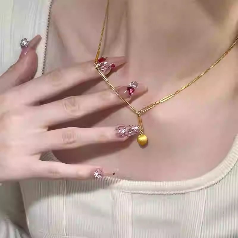 Lucky Beads Necklace Women With Ball And Bing Collarbone - Sophinity