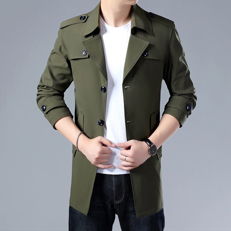Spring And Autumn Men's Trench Coat With Buttons Top Quality Jacket Slim Regular Classic Jacket - Sophinity
