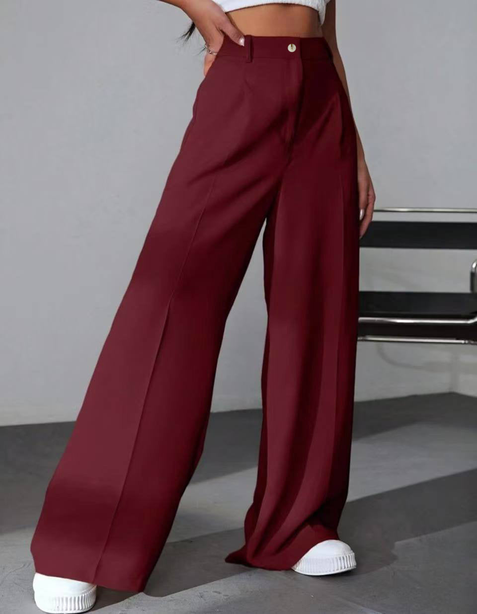 European And American New Women's Trousers Solid Color Casual Straight Pants - Sophinity