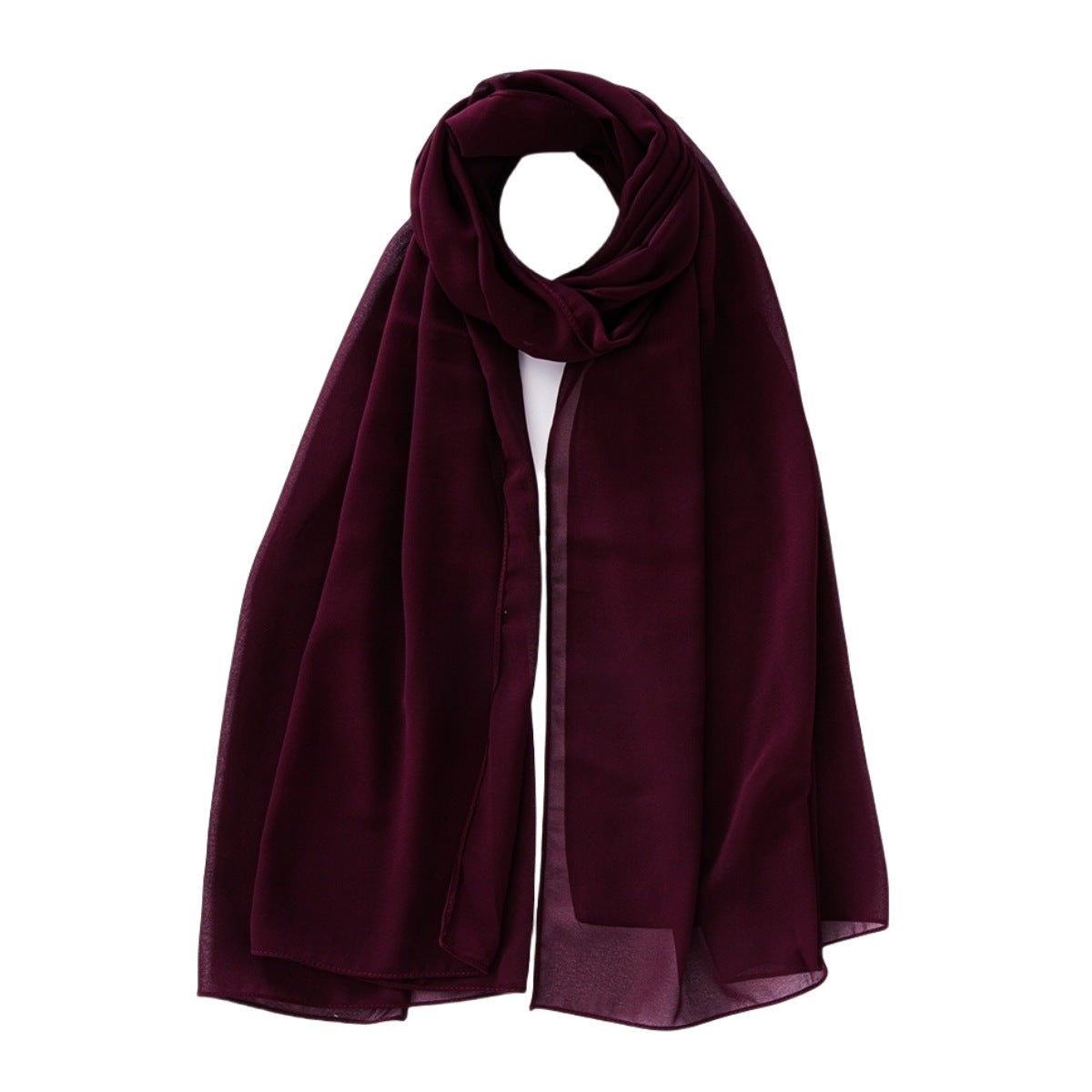 Women's Pure Color Pearl Chiffon Bubble Scarf Gauze Scarf - Sophinity