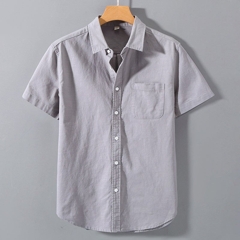 Men's Linen Short - sleeved Lapel Shirt - Sophinity
