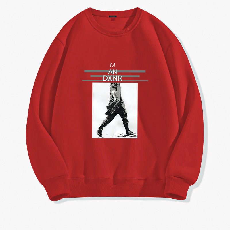 Men's Casual All - matching Round Neck Long Sleeve Top Loose Leisure Sweater - Sophinity