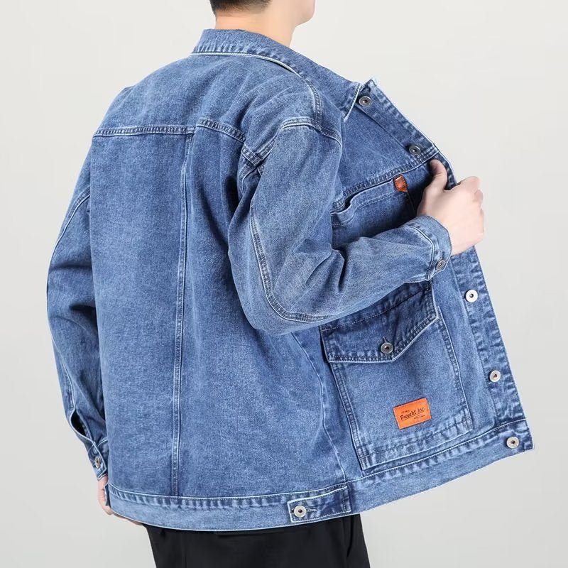 Fashion Smoky Gray Vintage Denim Jacket Men - Sophinity