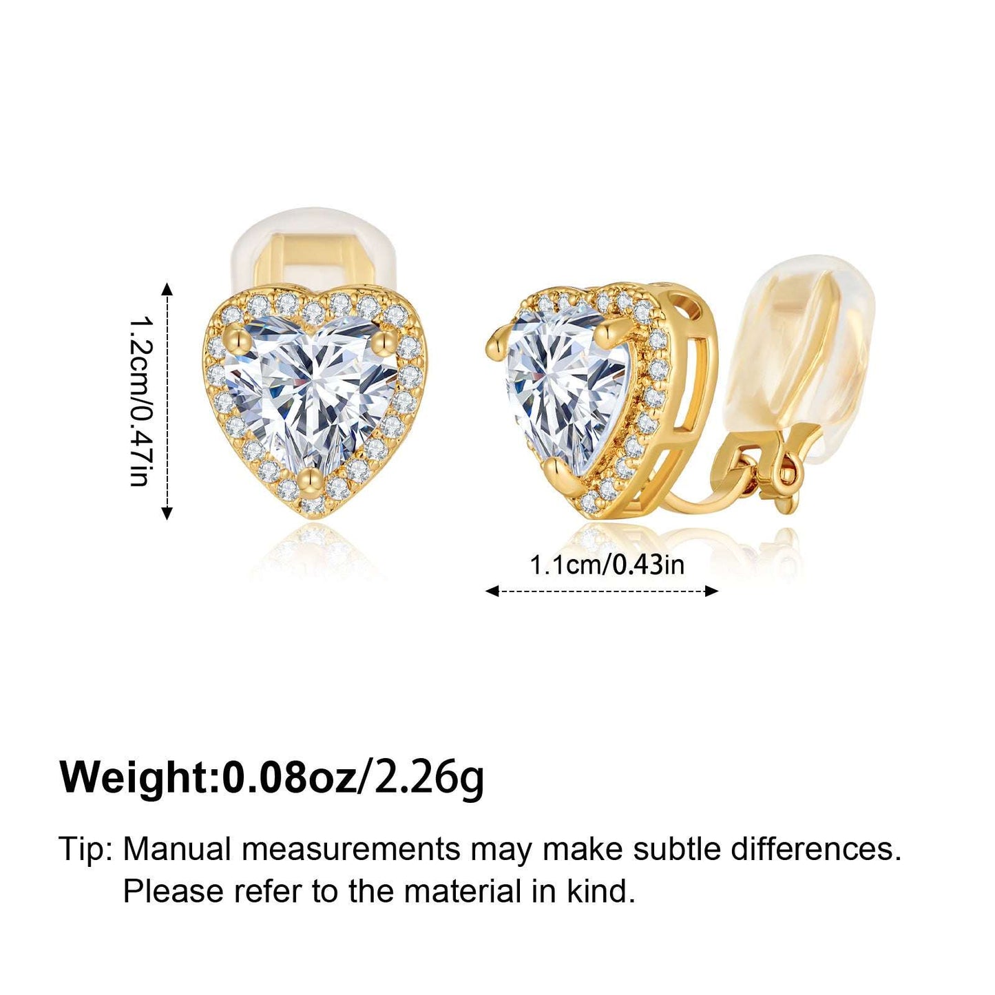 Loving Heart Zircon Stud Earrings Fashion Simple Copper Earrings Women - Sophinity