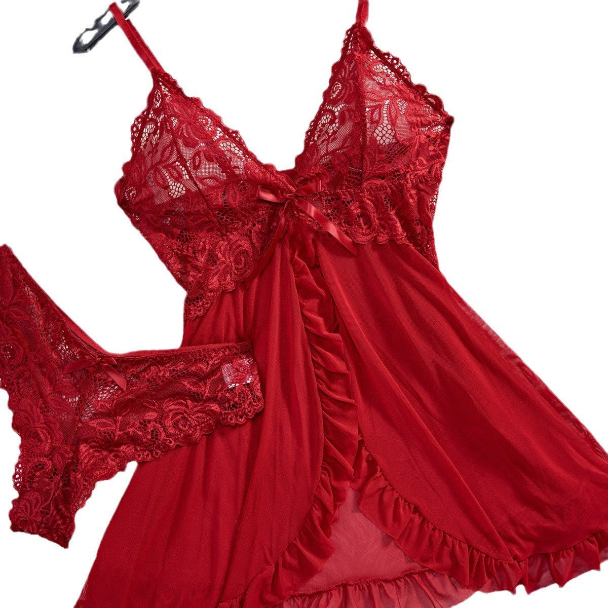 Two - piece Suspender Dress Mesh Transparent Nightdress - Sophinity