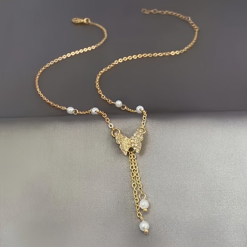 Fashion Personality Women Butterfly Pearl All - match Necklace - Sophinity