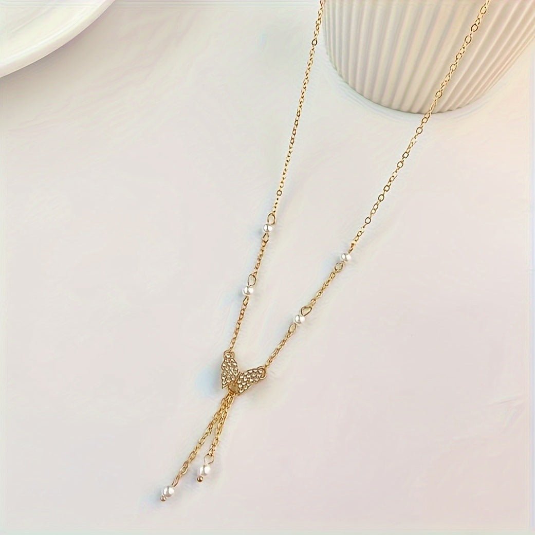 Fashion Personality Women Butterfly Pearl All - match Necklace - Sophinity