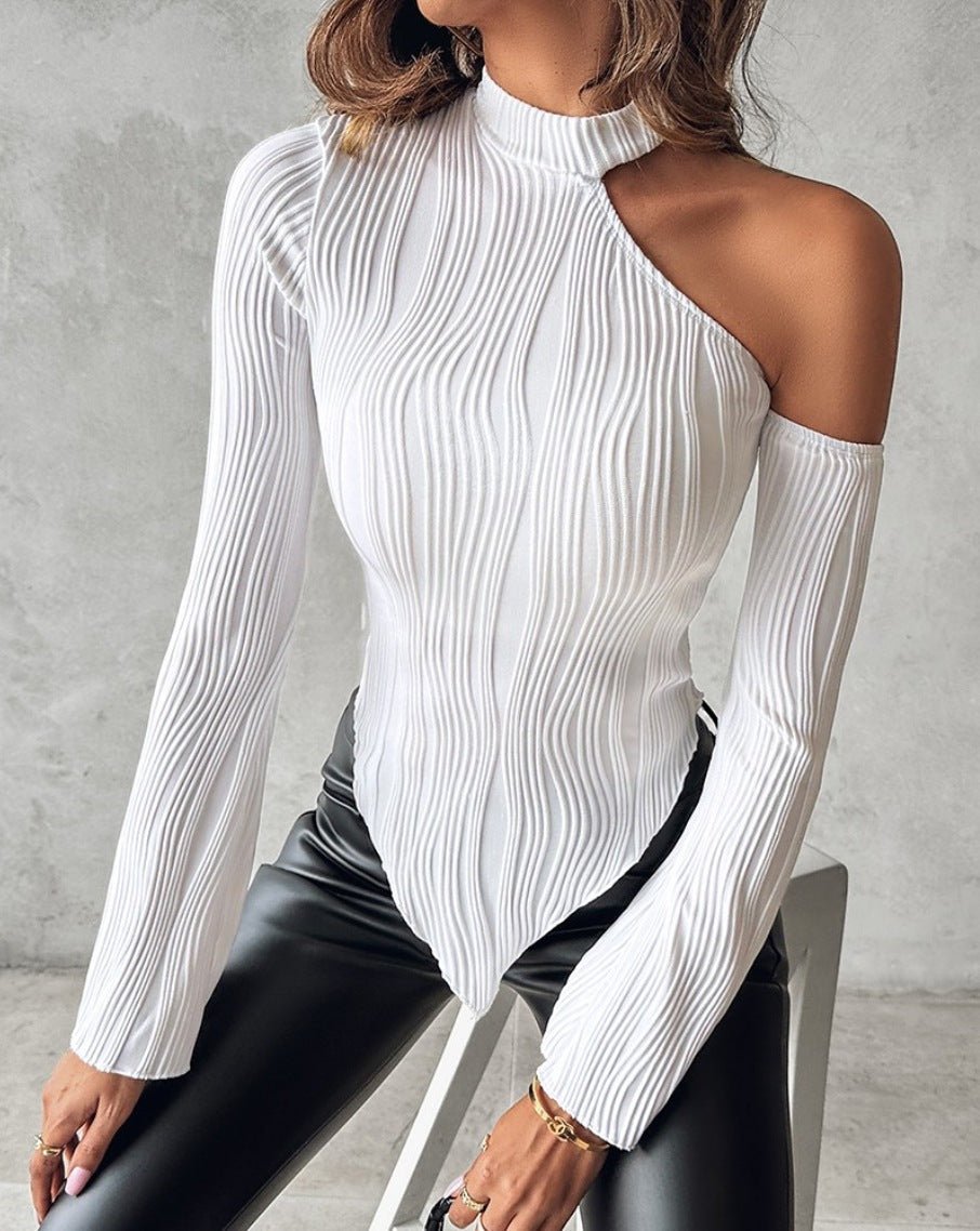 Autumn And Winter New Solid Color Strapless Round Neck Women's T-shirt - Sophinity