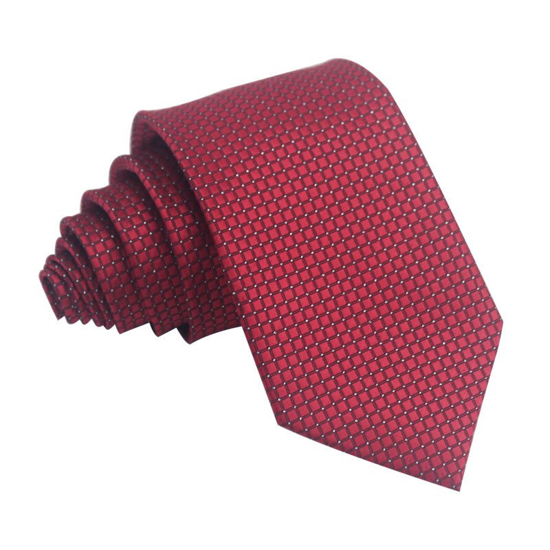 8CM Polyester Jacquard Striped Tie Men's Business Formal Red Black Blue - Sophinity