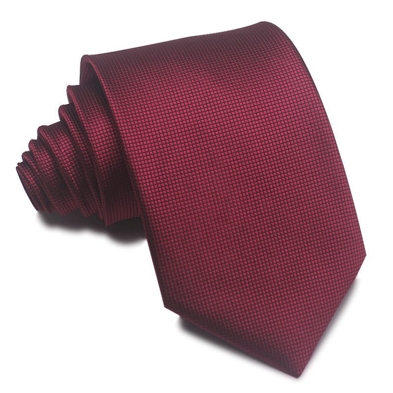 8CM Polyester Jacquard Striped Tie Men's Business Formal Red Black Blue - Sophinity