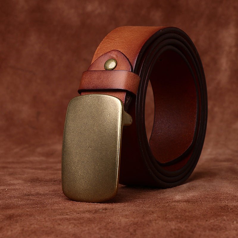 Wide Top Layer Smooth Buckle Retro Frosted Belt - Sophinity