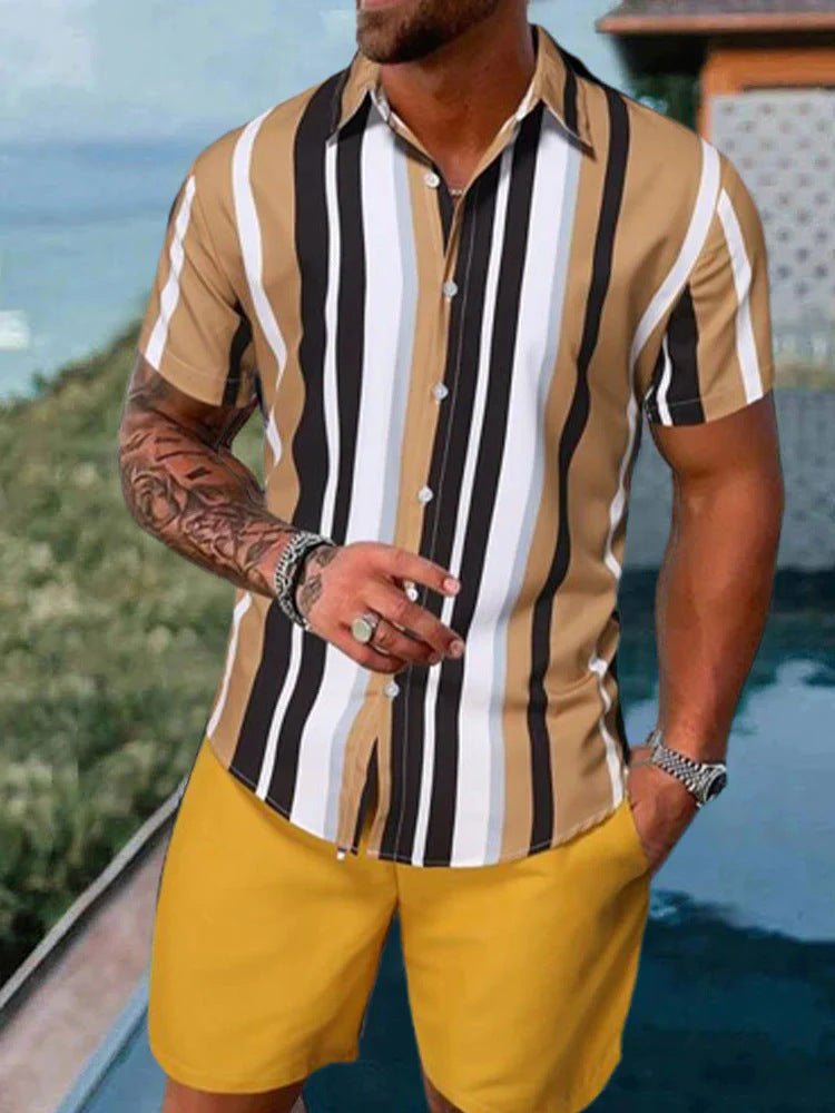 Fashion Simple Men's Short Sleeve Shirt Outfit - Sophinity