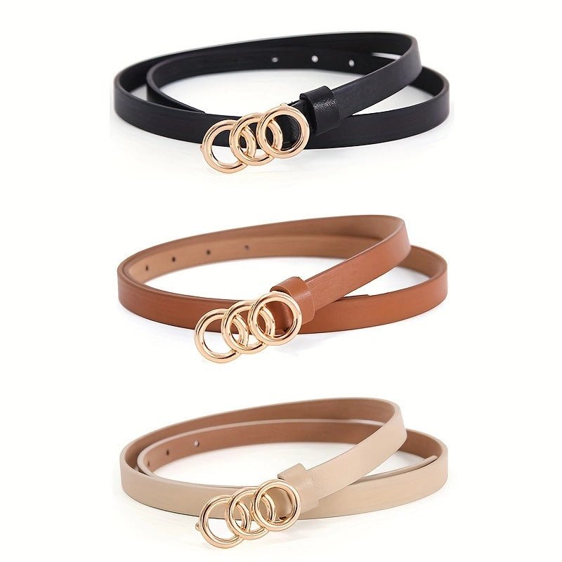 Women's Stylish Retro Minimalism 3 - ring Thin Belt - Sophinity
