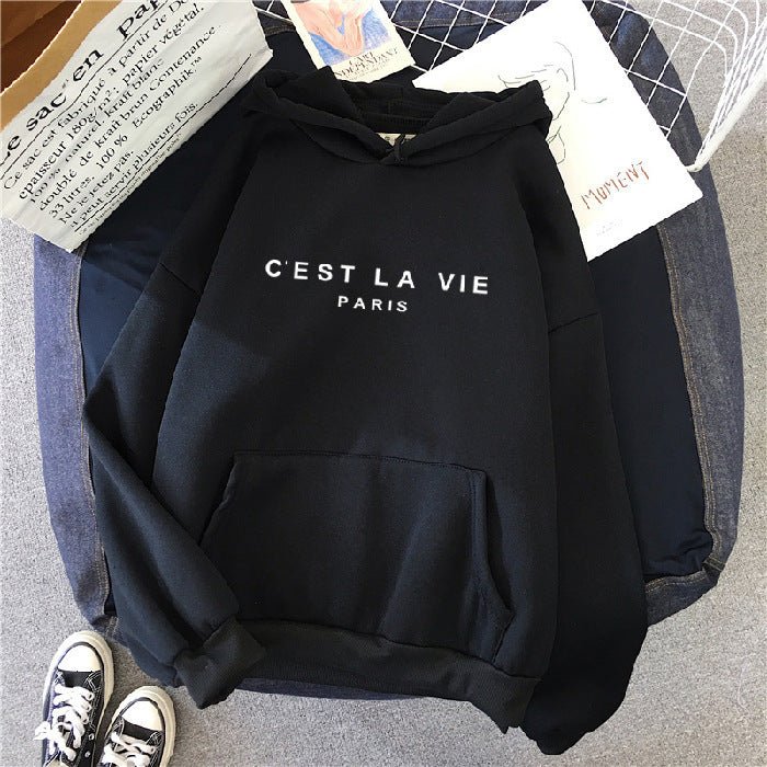 Women's Letter Printed Hoodie Coat - Sophinity