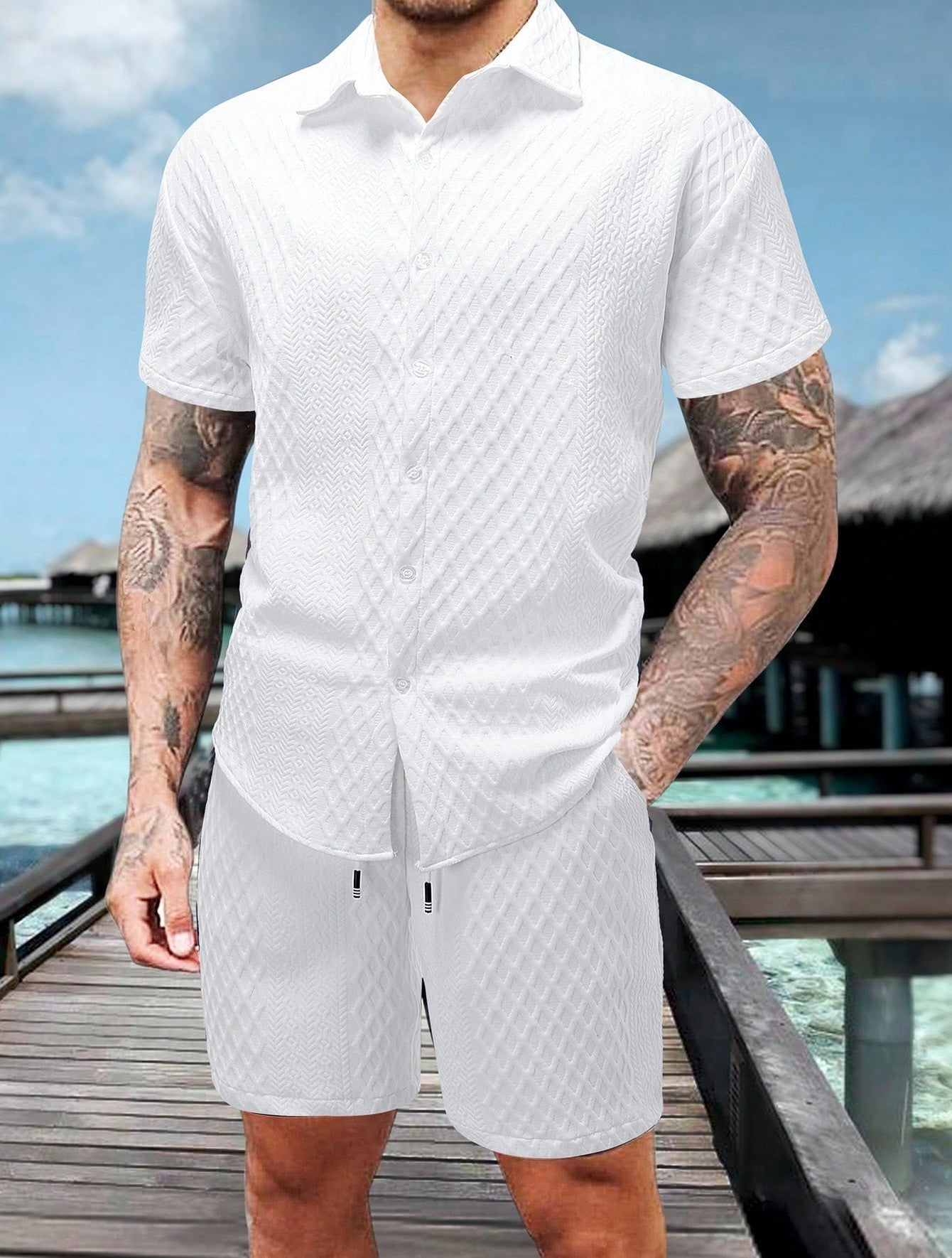 Men's Shirt Casual Loose Short Sleeves Shorts Suit - Sophinity