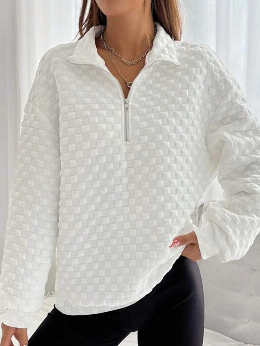 Autumn And Winter Knitting Texture Fabric Sweater Long-sleeve Zipper Women - Sophinity