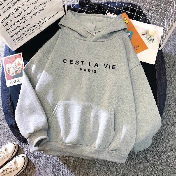 Women's Letter Printed Hoodie Coat - Sophinity