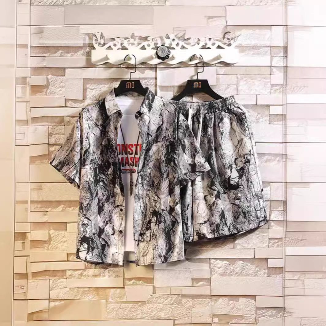 Casual Tie - dye Men's Loose Flower Shirt Suit - Sophinity
