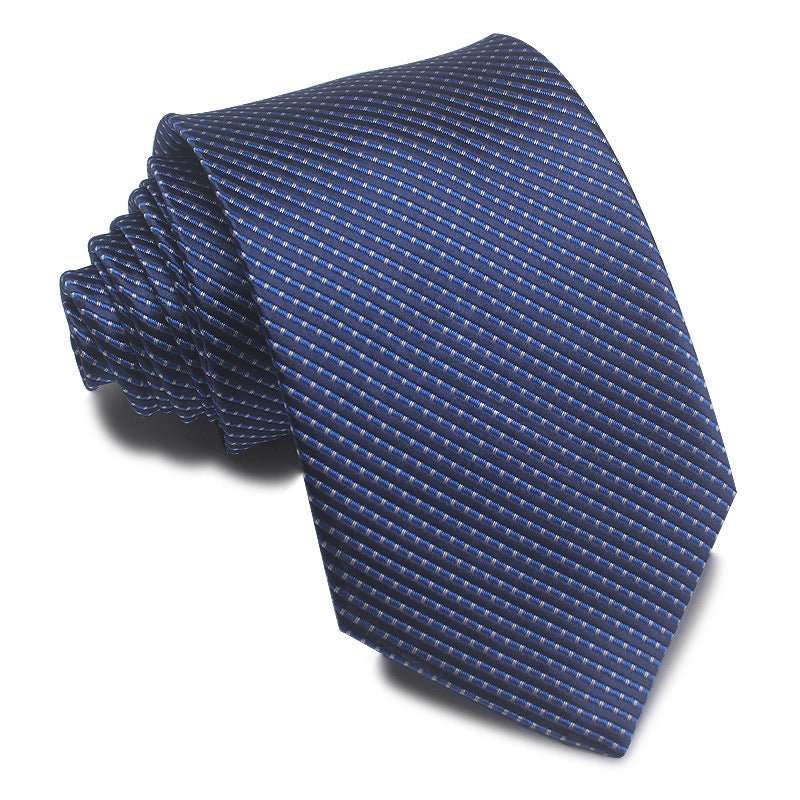 8CM Polyester Jacquard Striped Tie Men's Business Formal Red Black Blue - Sophinity