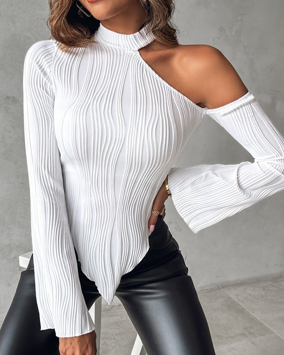 Autumn And Winter New Solid Color Strapless Round Neck Women's T-shirt - Sophinity