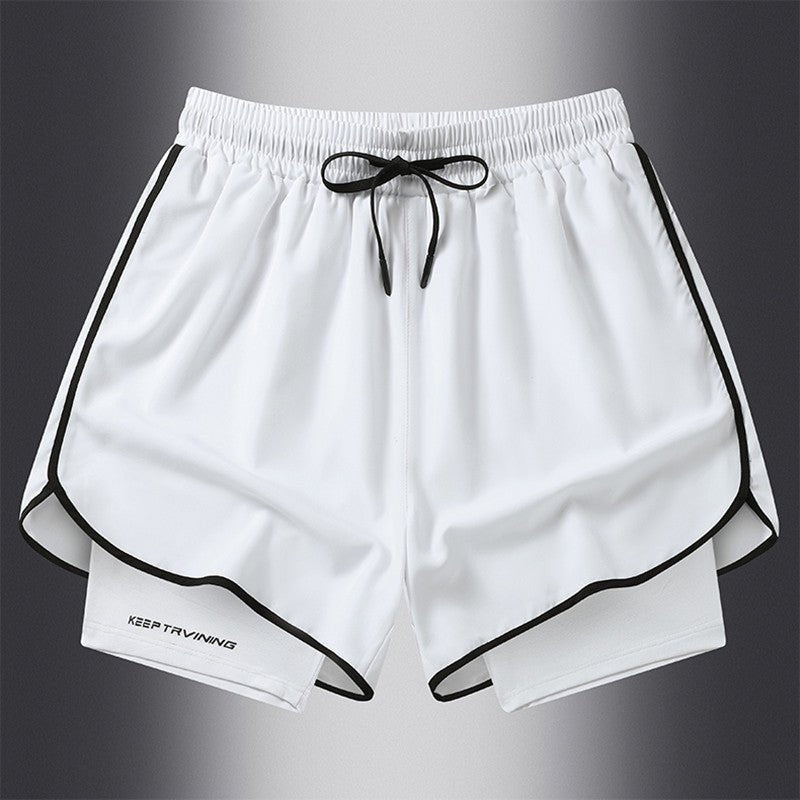 Men's Marathon Track And Field Lining Fake Two Pieces Training Quick - drying Shorts - Sophinity