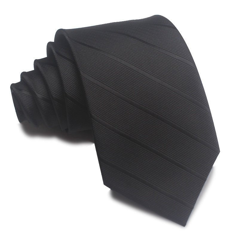 8CM Polyester Jacquard Striped Tie Men's Business Formal Red Black Blue - Sophinity