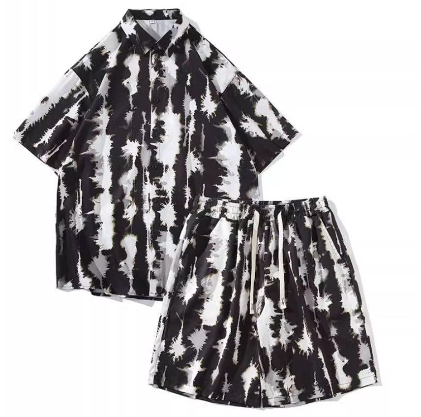 Casual Tie - dye Men's Loose Flower Shirt Suit - Sophinity