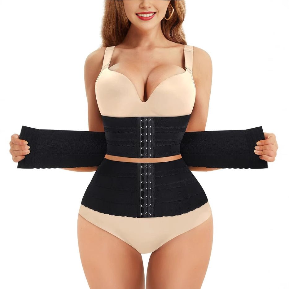 Women's Solid Color Simple Sports Belt Breasted Belly Contracting Waist Shaping Belt - Sophinity