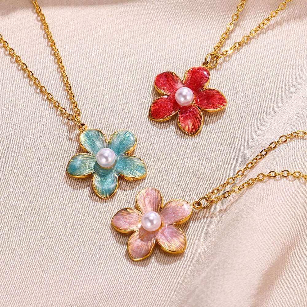 Colorful Oil Necklace Flower Pendant Necklace For Women - Sophinity