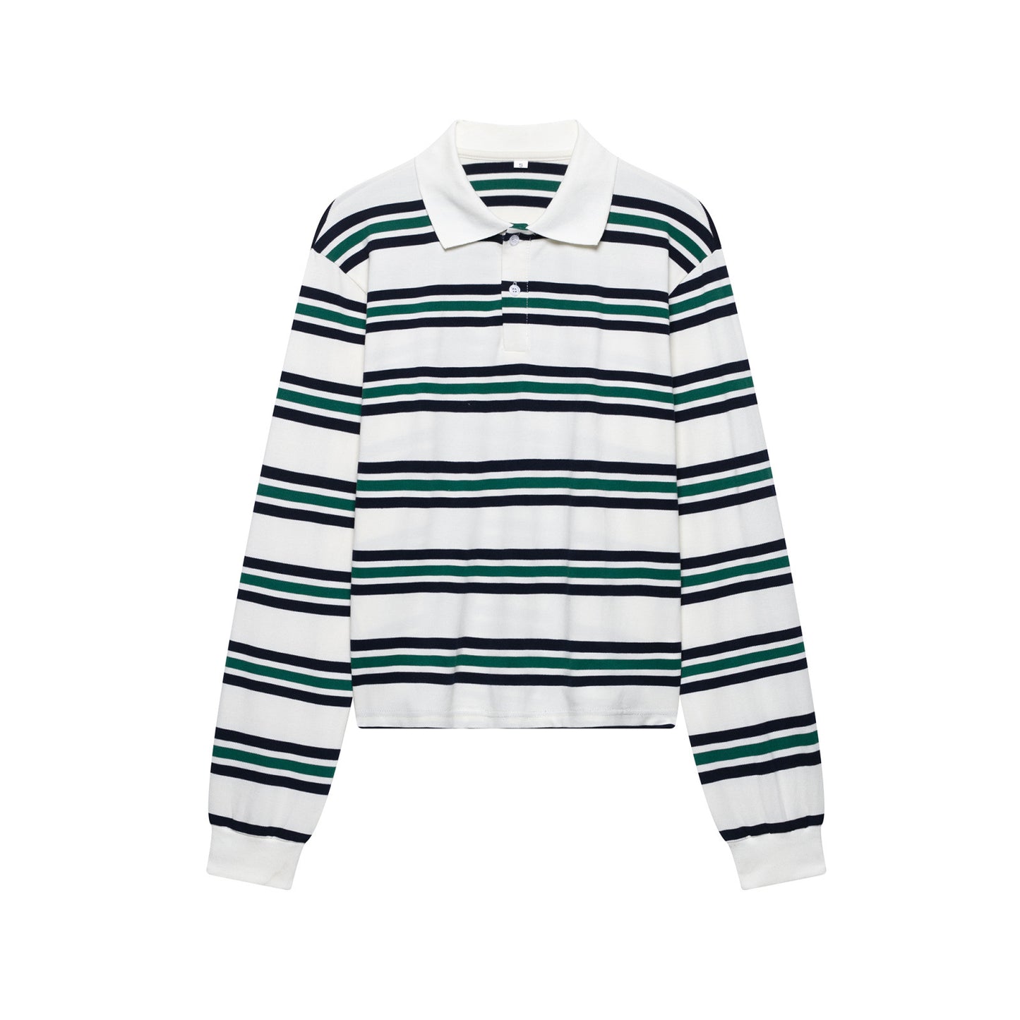 Spring New Women's Fashion Striped Polo Retro Long Sleeve Contrast Color Top - Sophinity