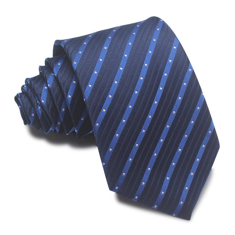 8CM Polyester Jacquard Striped Tie Men's Business Formal Red Black Blue - Sophinity