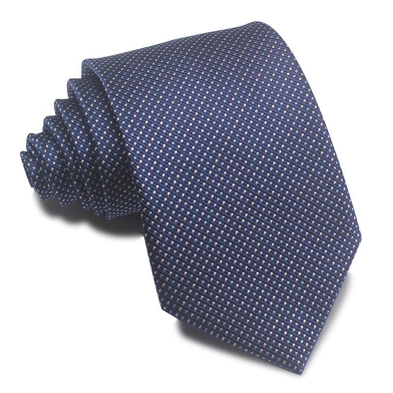 8CM Polyester Jacquard Striped Tie Men's Business Formal Red Black Blue - Sophinity