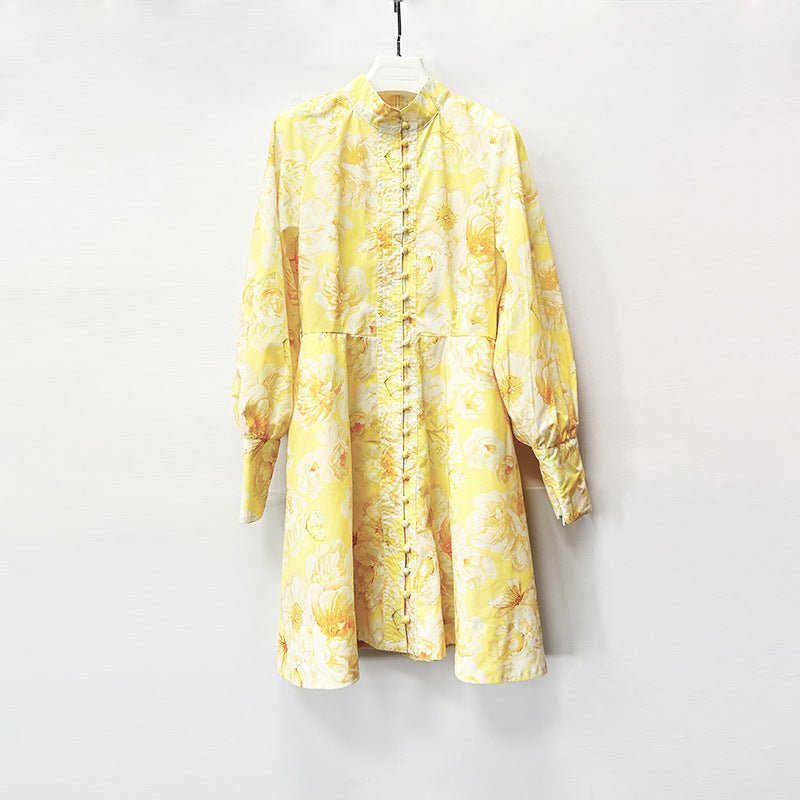 Belt Lantern Sleeve Holiday Swing Dress - Sophinity