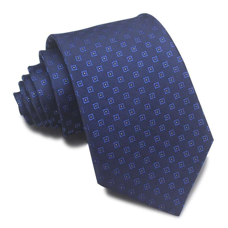 8CM Polyester Jacquard Striped Tie Men's Business Formal Red Black Blue - Sophinity
