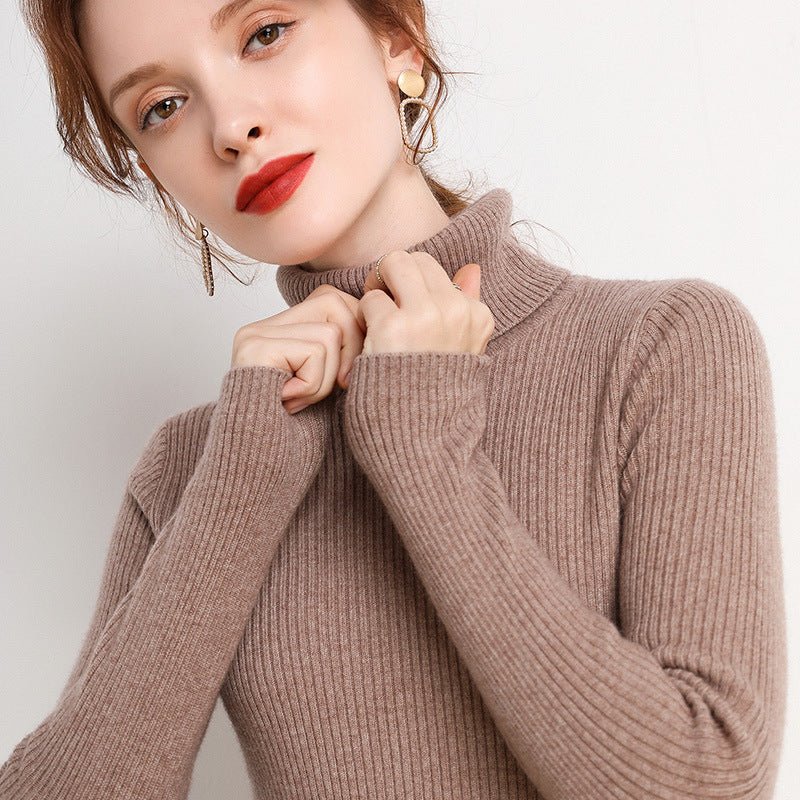 Simple Temperament High Collar Sweater Women's FallWinter Slim Short Pullover - Sophinity