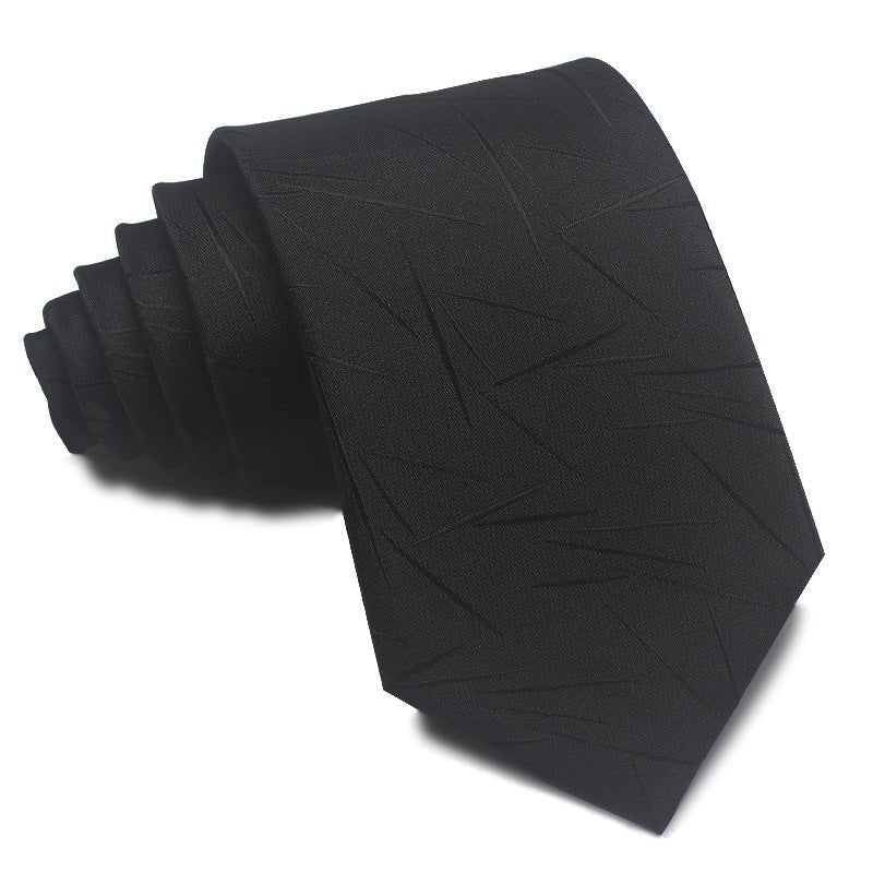 8CM Polyester Jacquard Striped Tie Men's Business Formal Red Black Blue - Sophinity