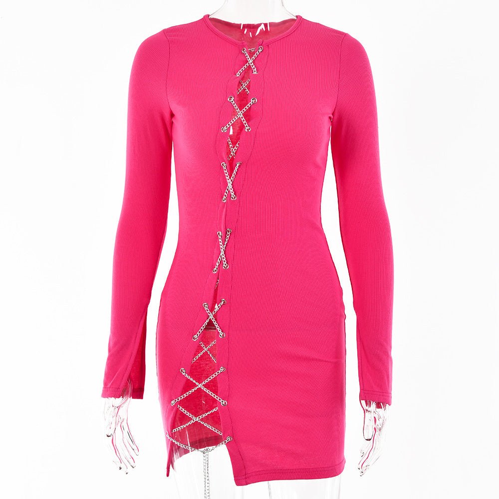 Women's Chain Lace - up Cutout Sexy Dress - Sophinity