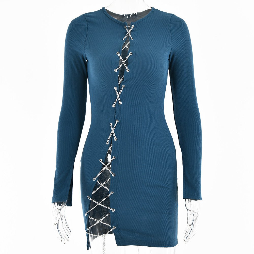 Women's Chain Lace - up Cutout Sexy Dress - Sophinity