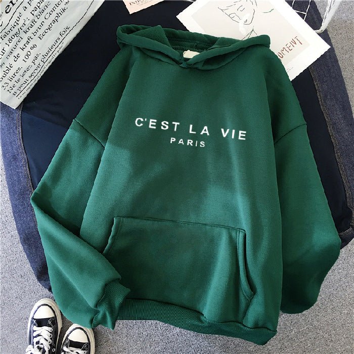 Women's Letter Printed Hoodie Coat - Sophinity