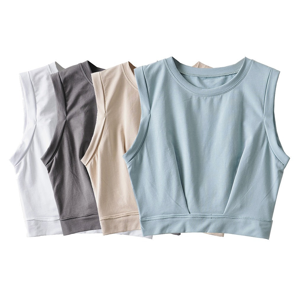 Women's Loose Exercise Blouse I-shaped Round Neck Slim-fit Tank Top - Sophinity