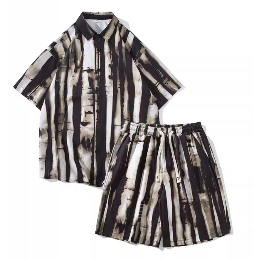 Casual Tie - dye Men's Loose Flower Shirt Suit - Sophinity