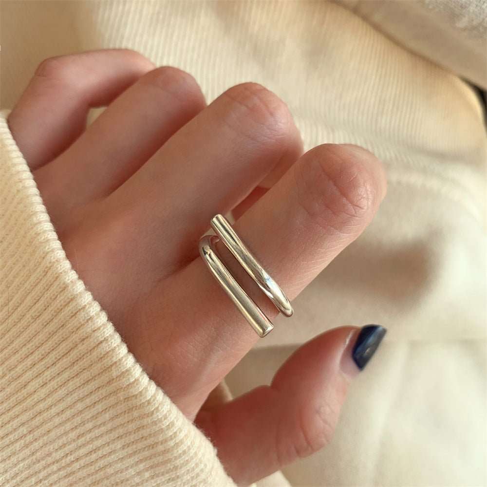 Retro S925 Sterling Silver Plain Ring For Women - Sophinity
