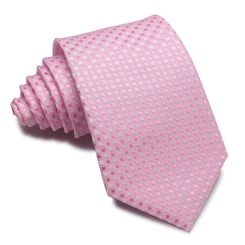 8CM Polyester Jacquard Striped Tie Men's Business Formal Red Black Blue - Sophinity